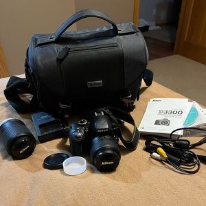 Nikon D3300 w/ 18-55mm & 55-200mm Lenses - Black